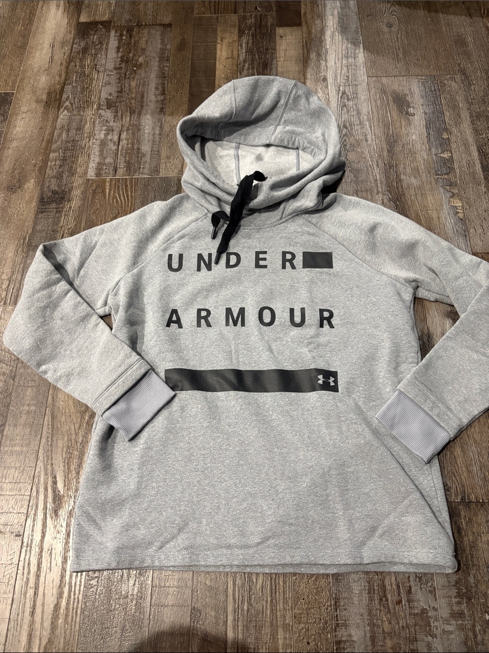 Under Armour Light Gray Crewneck Hooded Sweatshirt with Black Logo